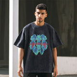 Mens Vintage T Shirt Printed Washed Old Short Sleeves