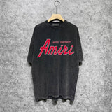 Amiri washed t-shirt stroke pure letter short sleeves