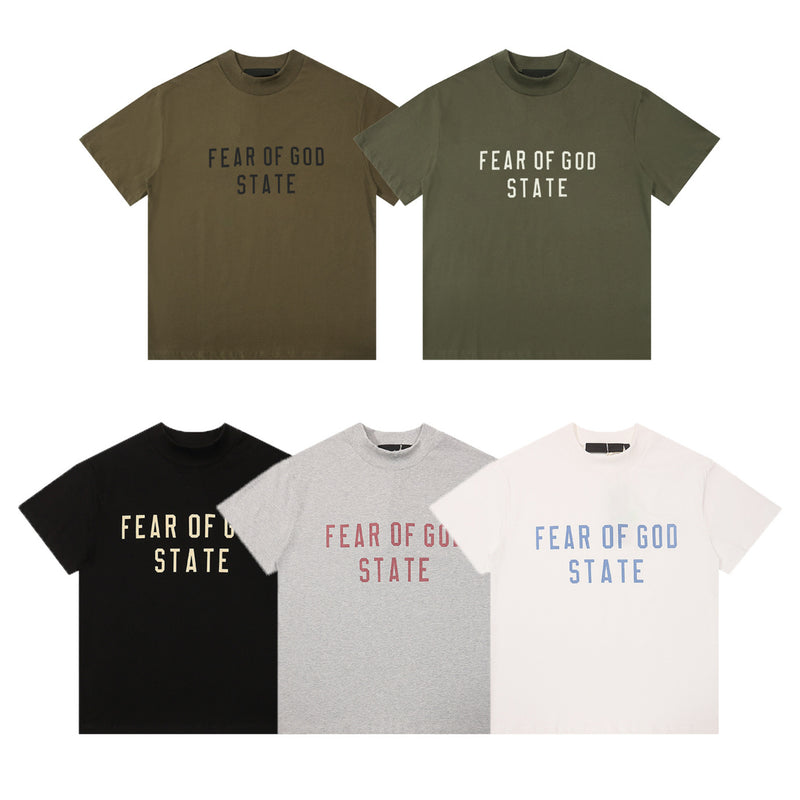 Fog Essentials T Shirts Spring/Summer FOG Double Line Letter Print Crew Neck Short Sleeves