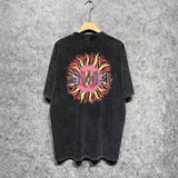 Amiri washed t-shirt colorful sun printing short sleeves