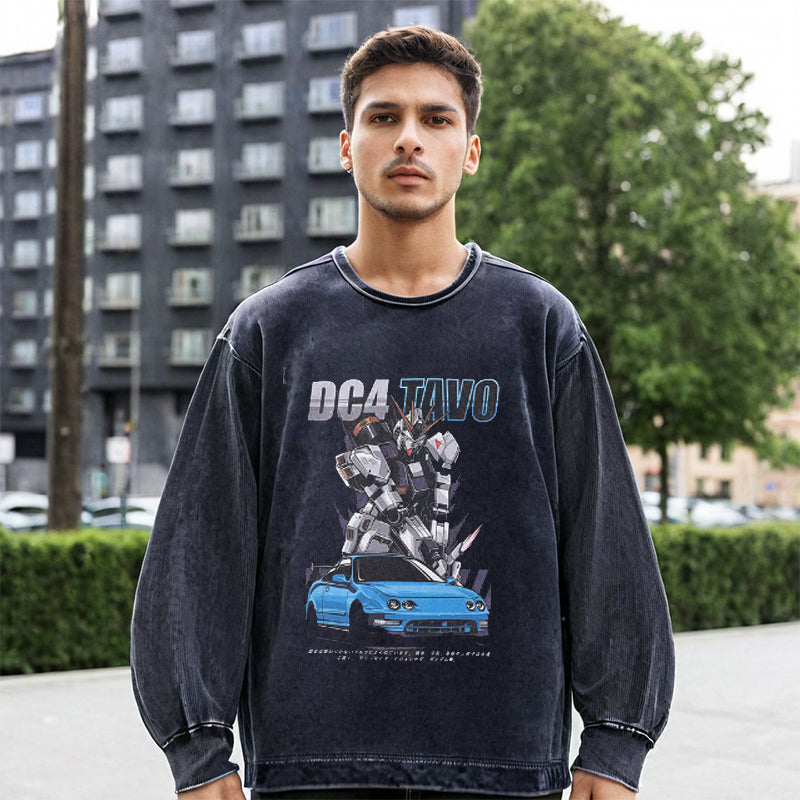 Mens Vintage Long Sleeve Shirt Washing Water Long Sleeve T-Shirt Men and Women