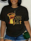 There Is Power in The Name of Jesus Crew Neck Casual Short S