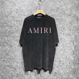 Amiri washed t-shirt pink letterprinting short sleeves