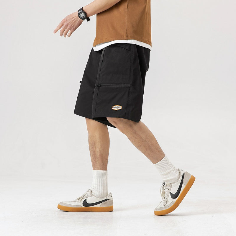 Unisex Shorts Vintage Zipper Workwear with Pocket Shorts Loose