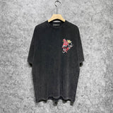 Amiri washed t-shirt flower printing short sleeve