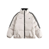 Unisex Coat Retro Side Stripes Winter Stand-up Collar Cotton-Padded Coat