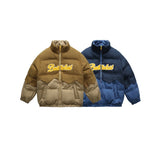 Unisex Coat Stand-up Collar Cotton-Padded Clothes Men and Women Loose Winter