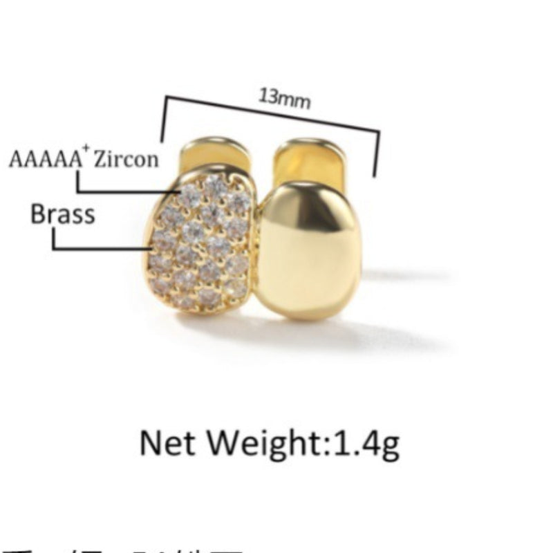 Grillz HIPHOP Copper Inlaid Zircon Smooth Double Tooth Cover Hip Hop Spectrum