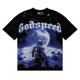 Godspeed T Shirts Space Astronaut Earth Print Cotton Short Sleeve Men and Women