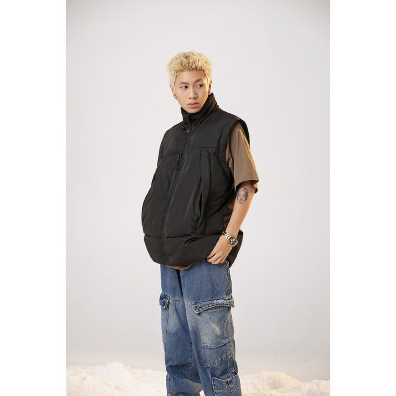 Unisex Coat Loose Removable Sleeves Cotton Jacket