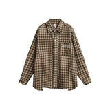 Unisex Shirt Flannel Loose Long Sleeve Plaid Shirt