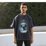 Mens Vintage T Shirt Printed Loose Short Sleeve Men