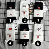 Men socks embroider cartoon knee high