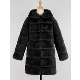 Women Fur Jacket Fashion Push Warm Long-Cut Coat