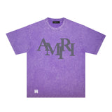 Amiri washed t-shirt all gray letterprinting short sleeves