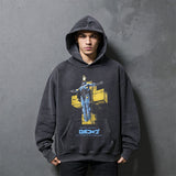 Mens Vintage Hoodie Cotton Hooded Sweater Wash