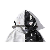 Bathing Ape Hoodie shark head black and white luminous color matching sweater