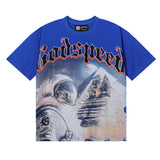 Godspeed T Shirts Spacesuit Pyramid Printing Cotton Casual Crew Neck Short Sleeve Men and Women