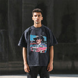 Mens Vintage T Shirt Black Spider Short Sleeve T-Shirt Men