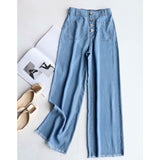 Women Jeans Loose Raw Hem
