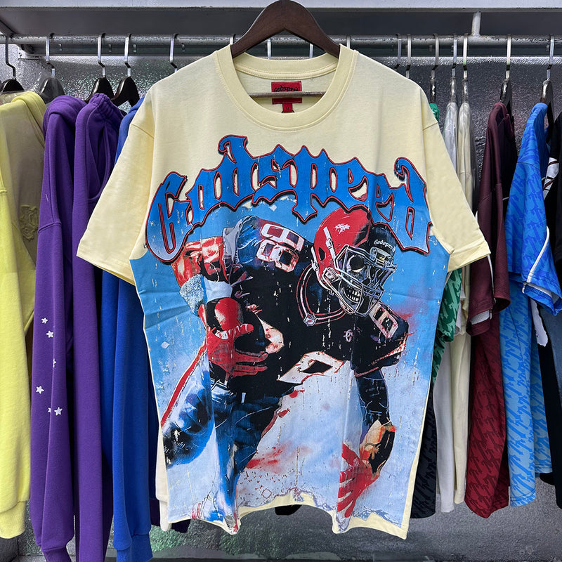 Godspeed T Shirts Rugby Players Printed Cotton Casual Short Sleeves Men and Women