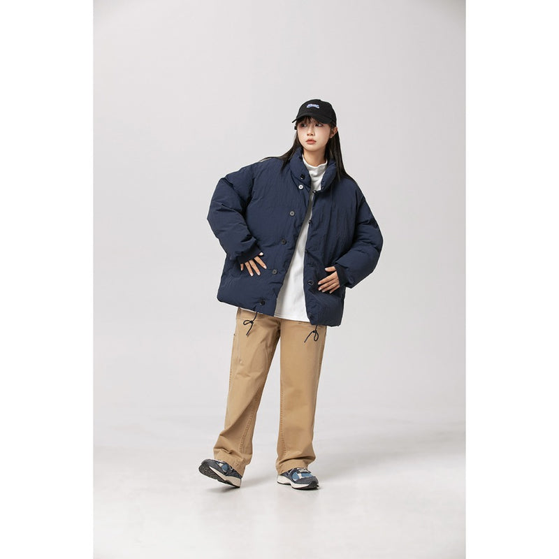 Unisex Coat Thick Loose Stand-up Collar Cotton-Padded Clothes