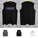 Amiri tank top pink flower letterprinting