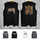 Amiri tank top splashed paint skeleton printing