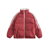 Unisex Coat Retro Side Stripes Winter Stand-up Collar Cotton-Padded Coat