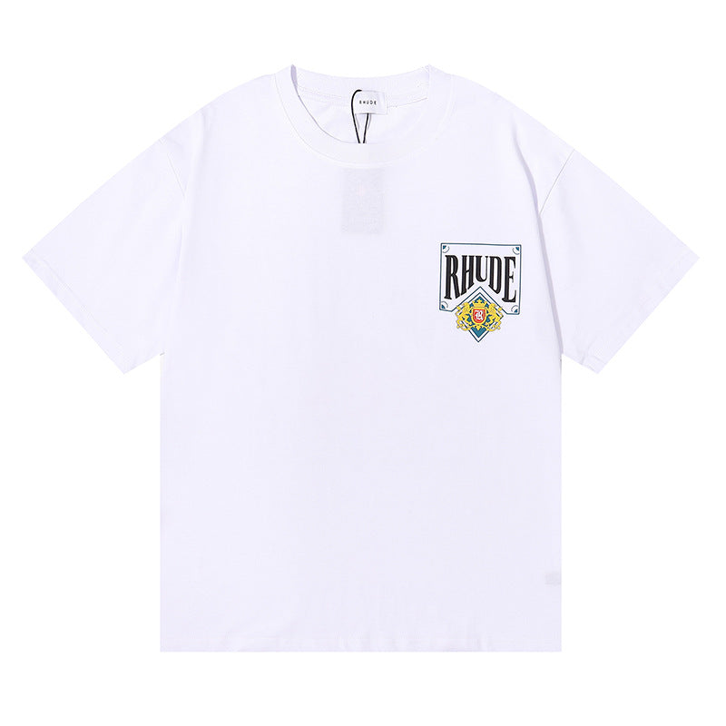 Rhude T Shirt Playing Cards Printed Hip Hop Men and Women Casual Loose