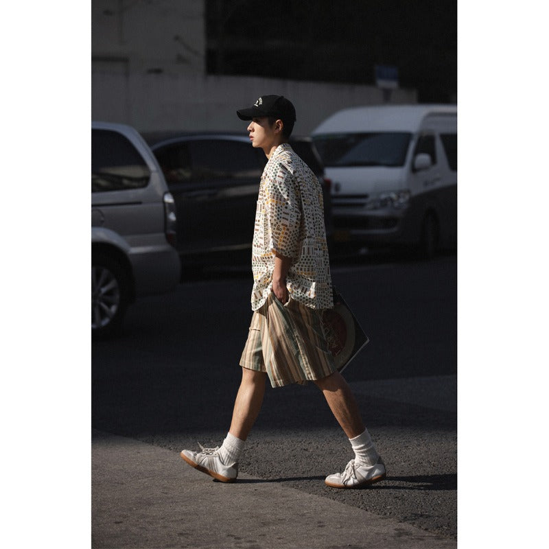 Unisex Shorts Retro Versatile Casual Loose Stripes