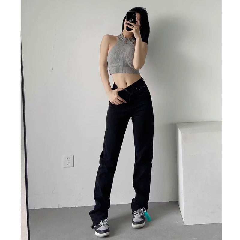 Women Jeans Frayed Loose