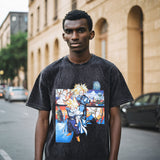 Mens Vintage T Shirt Cartoon Print Wash