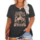 Plus Size Cowboy Shirt Cowgirls Tshirt Retro Rodeo Western