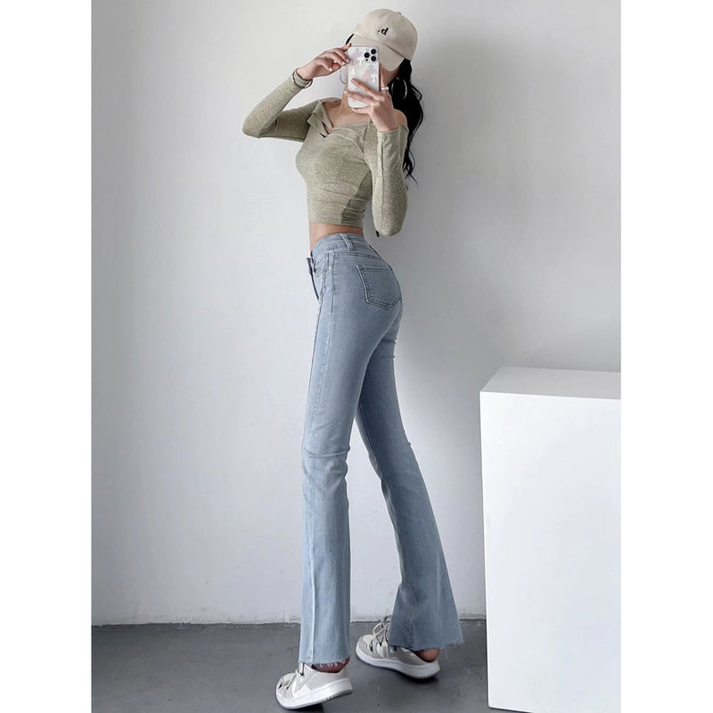 Women Jeans Hot Girl Stitching Bell-Bottom Pants