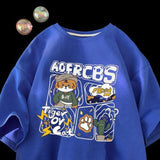 Men T Shirt Cartoon Tiger Print Casual Oversize