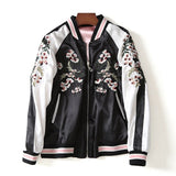 Women Cotton Coat Sakura Embroidered Baseball Uniform