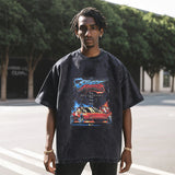 Mens Vintage T-Shirt Washed Short Sleeve T-Shirt