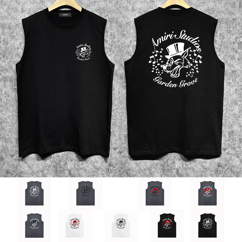Amiri tank top hat big gray wolf printing