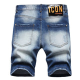 DSQ2 Short Jeans Ripped Patch Slim-fit Stretch Denim Shorts