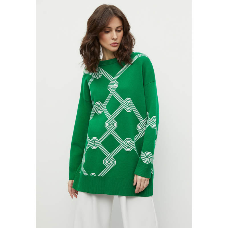 Women Work Business Casual Sweats Knitwear Jacquard Sweater
