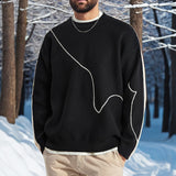 Men Sweaters Men's Line Embroidered Crew Neck Sweater