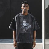 Mens Vintage T Shirt Cartoon Print Short Sleeve