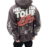 HS Hoodie Retro Distressed Graffiti Loose Fleece-lined