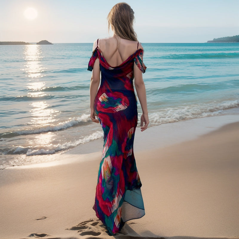 Beach Dresses Sexy Suspender Dress Printed Dress