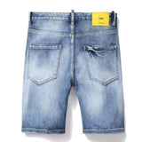 DSQ2 Short Jeans Ripped Patch Slim-fit Stretch Denim Shorts