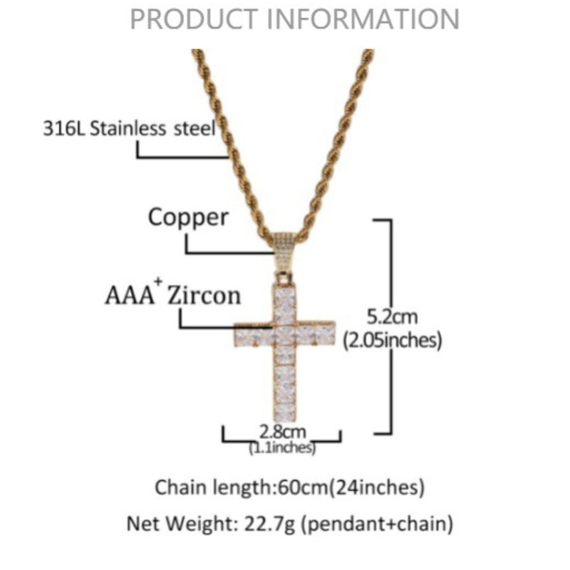 Jewelry Square Zircon Cross Necklace Crosses St. Valentine's Jesus Pieces
