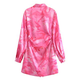 Women Dresses Graceful Satin Shirt Dress