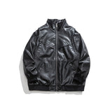 Unisex Pu Jacket Loose Slimming Locomotive Style PU Leather