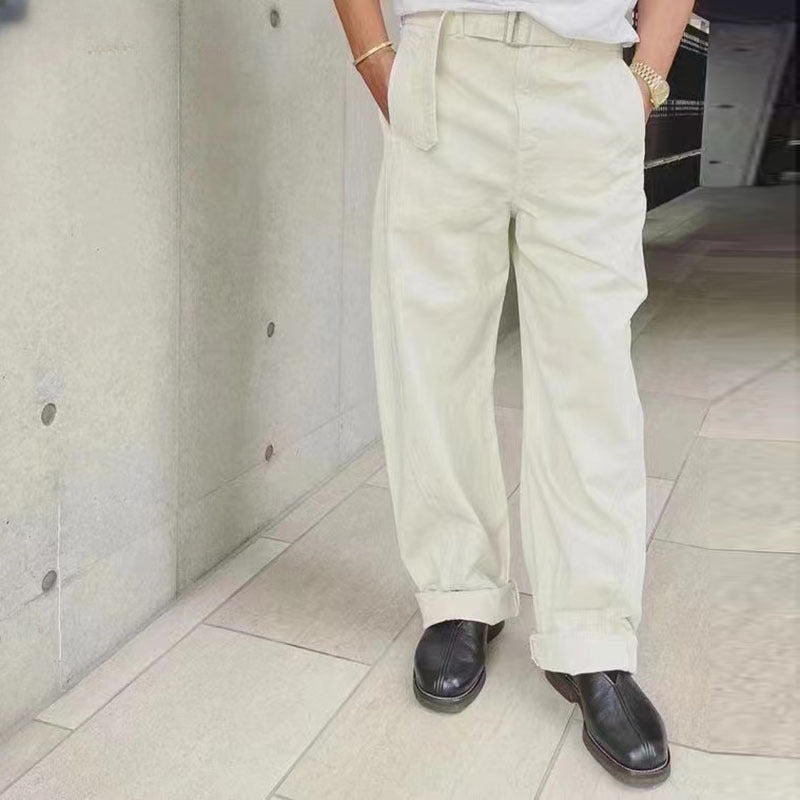 Cargo Pants Pure White Business Casual Trousers